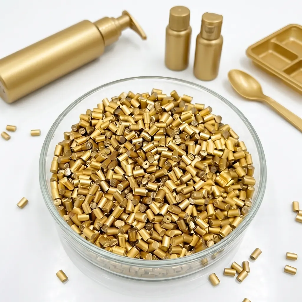 High Gloss Gold Color Masterbatch for Luxury Plastic Packaging Products